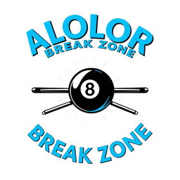 A creative logo design featuring the text "ALOLOR BREAK ZONE" in a bold and stylish blue beetle font prominently displayed at the top
