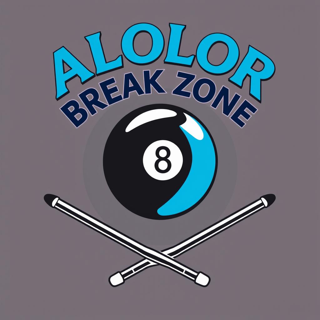 A creative logo design featuring the text "ALOLOR BREAK ZONE" in a bold and stylish blue beetle font prominently displayed at the top