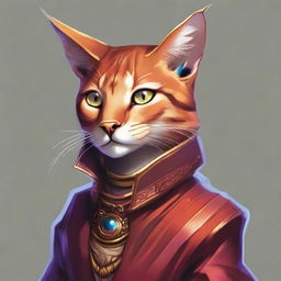 A female Tabaxi, agile and graceful, her glossy fur immaculately maintained