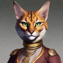 A female Tabaxi, agile and graceful, her glossy fur immaculately maintained