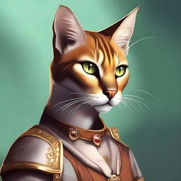 A female Tabaxi, agile and graceful, her glossy fur immaculately maintained