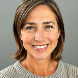 A simple portrait of an ordinary 35-year-old woman with an average beauty, featuring a European-Italian appearance