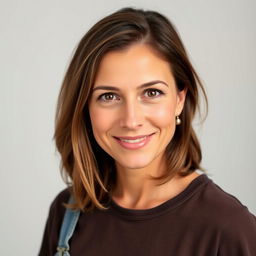 An ordinary photograph of a 35-year-old woman with average beauty, showcasing a European-Italian appearance