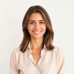 A straightforward portrait of a 35-year-old woman with average beauty, reflecting a European-Italian appearance