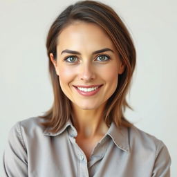 A straightforward portrait of a 35-year-old woman with average beauty, reflecting a European-Italian appearance