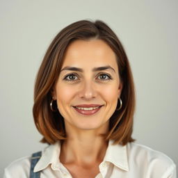A straightforward portrait of a 35-year-old woman with average beauty, reflecting a European-Italian appearance