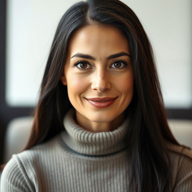 A portrait of a 38-year-old woman with average beauty, showcasing a European appearance