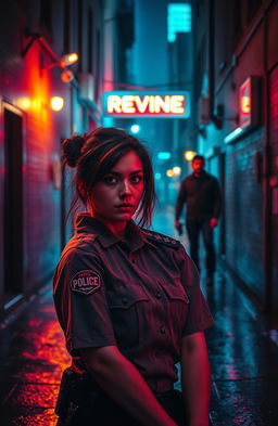 A dramatic scene of revenge blending elements of law enforcement and romance