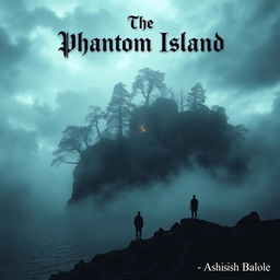 A mist-covered island featuring dark, towering trees with a faint, eerie light emanating from within