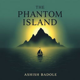A silhouette of a small boat gently drifting toward a mysterious island amidst a vast, churning sea
