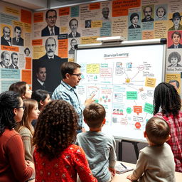 A thought-provoking composition depicting the concept of observational learning in psychology