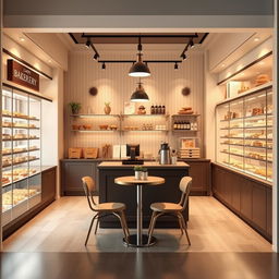 A charming bakery interior space measuring 3