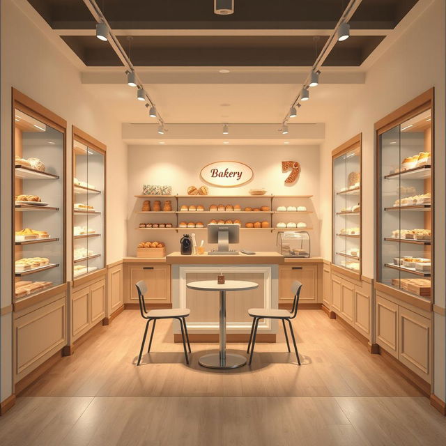 A charming bakery interior space measuring 3