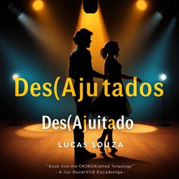 The cover of a book titled Des(Ajustados), featuring a dimly lit dance stage with dramatic spotlights casting shadows
