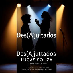 The cover of a book titled Des(Ajustados), featuring a dimly lit dance stage with dramatic spotlights casting shadows