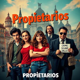 Movie poster for a black comedy titled 'Propietarios'