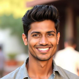 A very handsome Indian man aged 35 with an engaging smile