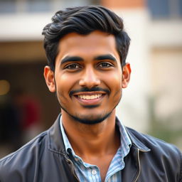 A very handsome Indian man aged 35 with an engaging smile