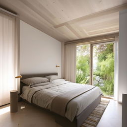 A stylish 1.5 by 3 meter bedroom featuring two windows, showcasing an optimal use of space and natural light.