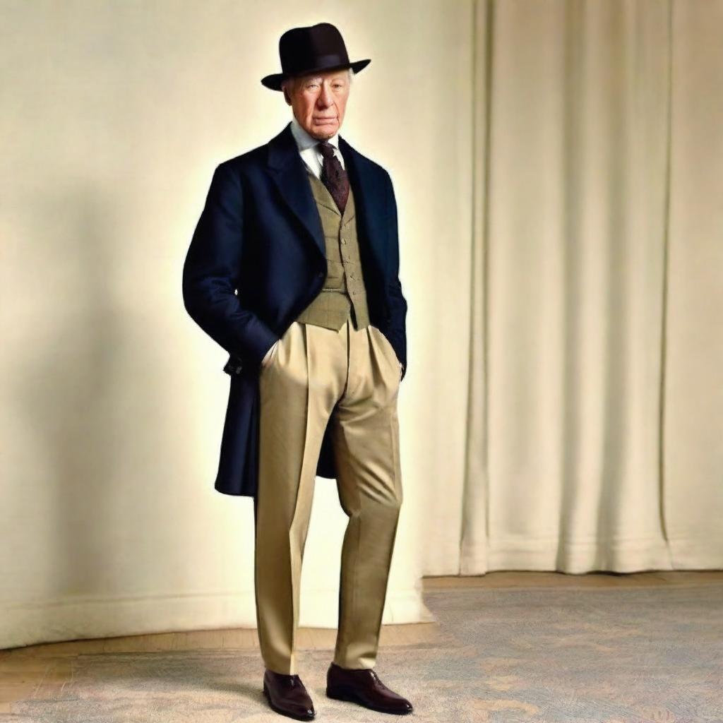 Generate an image of Jacob Rothschild in an outfit that exudes coolness, complete with modern accessories and trends.