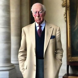 Generate an image of Jacob Rothschild in an outfit that exudes coolness, complete with modern accessories and trends.