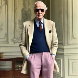 Generate an image of Jacob Rothschild in an outfit that exudes coolness, complete with modern accessories and trends.