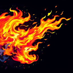A stunning display of vibrant pixel art flames, radiating energy and dynamic movement