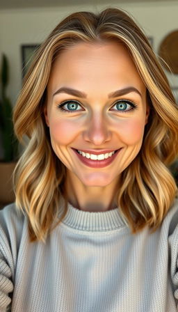 A portrait of a woman aged 30-35 who radiates natural confidence