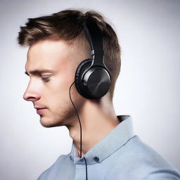 An everyday man with a twist—donned in what first appears to be conventional headphones