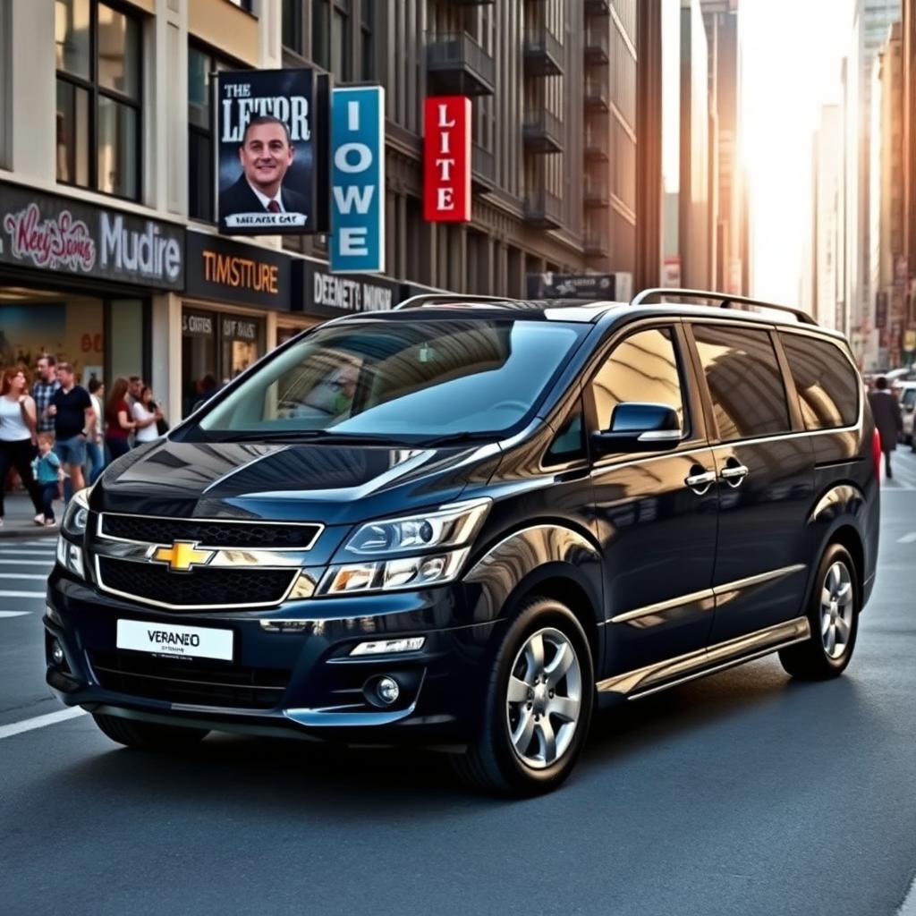 A contemporary Chevrolet Veraneio V8 from 2010, depicted in a sleek color like metallic black or deep navy blue, showcasing its modern lines and robust build