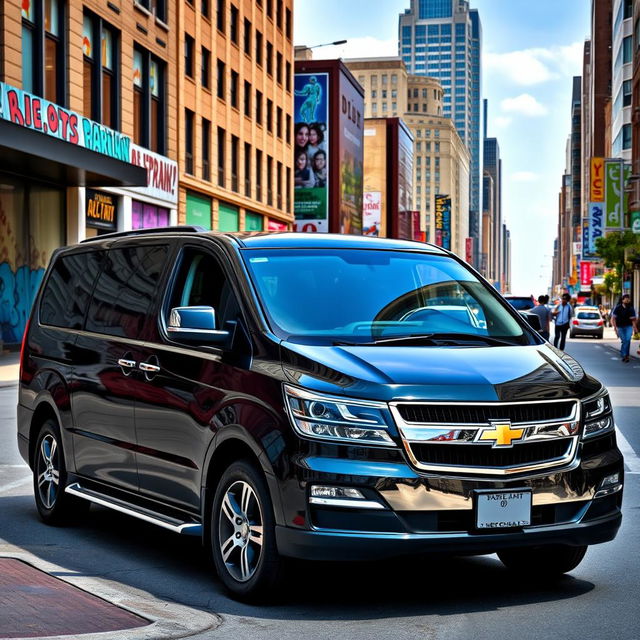 A contemporary Chevrolet Veraneio V8 from 2010, depicted in a sleek color like metallic black or deep navy blue, showcasing its modern lines and robust build