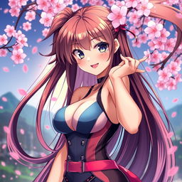A captivating anime-style illustration of a beautiful, alluring character with long flowing hair and striking features