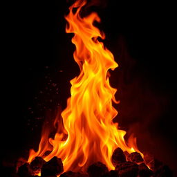 A dramatic and stunning image of a raging flame, depicted in vivid colors like orange, red, and yellow