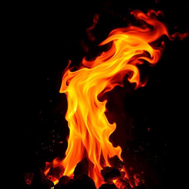 A dramatic and stunning image of a raging flame, depicted in vivid colors like orange, red, and yellow