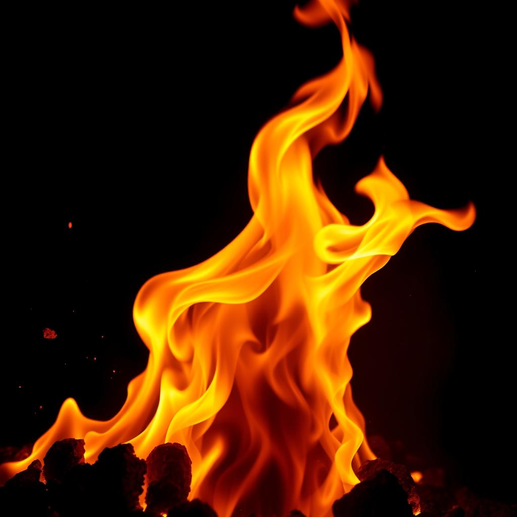 A dramatic and stunning image of a raging flame, depicted in vivid colors like orange, red, and yellow