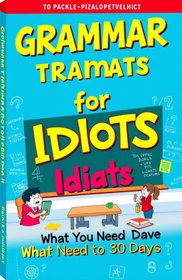 A visually appealing book cover for 'Grammar for Idiots: What You Need in 30 Days'