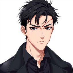 A full-body illustration of a 25-year-old man in a realistic anime style
