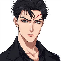 A full-body illustration of a 25-year-old man in a realistic anime style