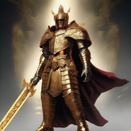 Radagon of the Golden Order, a striking figure adorned in golden armor and regalia, exuding an aura of authority and power