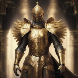 Radagon of the Golden Order, a striking figure adorned in golden armor and regalia, exuding an aura of authority and power