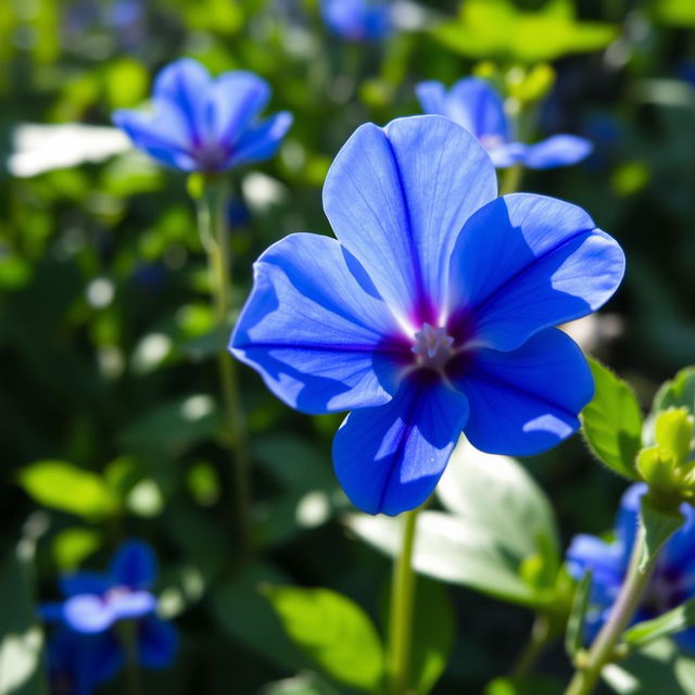 A close-up of a beautiful blue flower in bloom, showcasing its vivid petals and intricate details