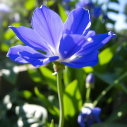 A close-up of a beautiful blue flower in bloom, showcasing its vivid petals and intricate details