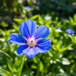 A close-up of a beautiful blue flower in bloom, showcasing its vivid petals and intricate details