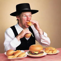 An Amish man, who appears as a newborn baby