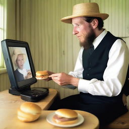 An Amish man, who appears as a newborn baby