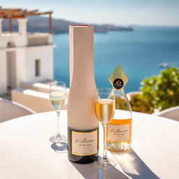 A visually appealing scene featuring a sparkling wine bottle elegantly packaged with the label 'O'Divino'