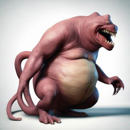 An exceptionally realistic depiction of a monster with a bloated stomach that seems to pulsate with internal movement