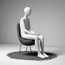 A surreal depiction of a chair-shaped man comfortably nested in a man-shaped chair, evoking a resonant paradox of roles and materials