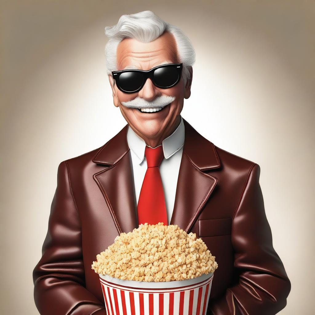 A reinterpretation of Orville Redenbacher, the popcorn mogul, portrayed with a cool modern vibe