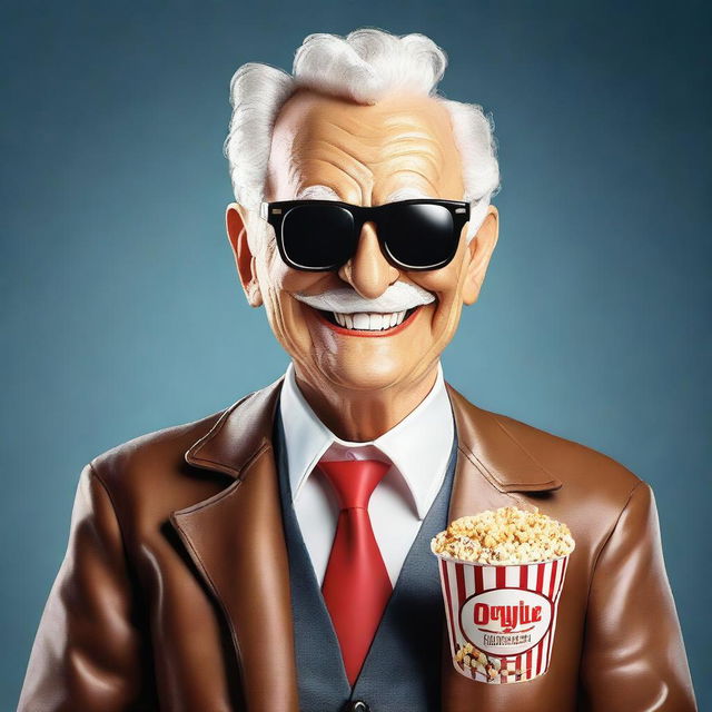 A reinterpretation of Orville Redenbacher, the popcorn mogul, portrayed with a cool modern vibe